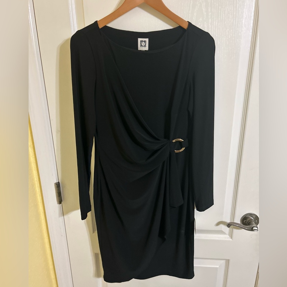 Anne Klein Black Dress with Gold Buckle